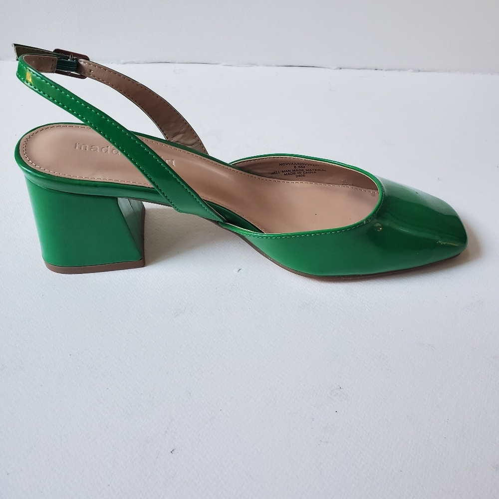 MADDEN GIRL NOVVAA SLINGBACK GREEN PATENT BLOCK HEEL SHOE - Picture 4 of 11